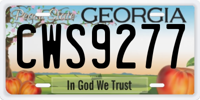 GA license plate CWS9277