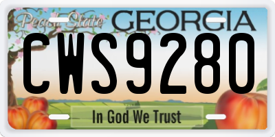GA license plate CWS9280