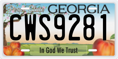 GA license plate CWS9281