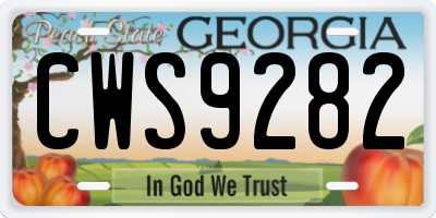 GA license plate CWS9282