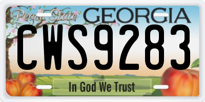 GA license plate CWS9283