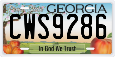 GA license plate CWS9286