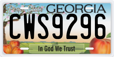 GA license plate CWS9296
