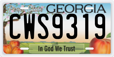 GA license plate CWS9319