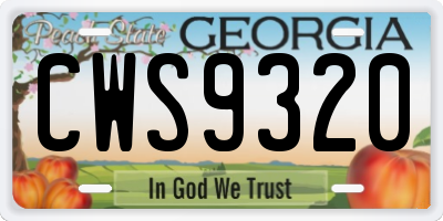 GA license plate CWS9320