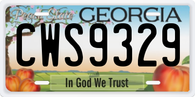 GA license plate CWS9329