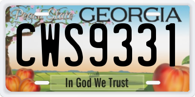 GA license plate CWS9331