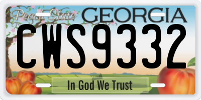 GA license plate CWS9332