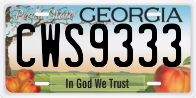 GA license plate CWS9333