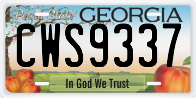 GA license plate CWS9337