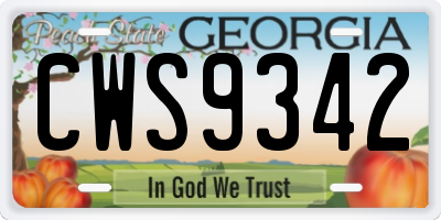 GA license plate CWS9342