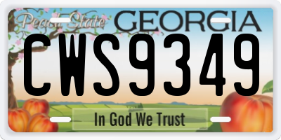 GA license plate CWS9349