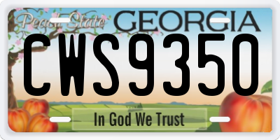 GA license plate CWS9350