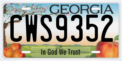 GA license plate CWS9352
