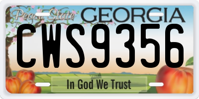 GA license plate CWS9356