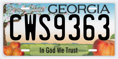 GA license plate CWS9363