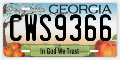 GA license plate CWS9366