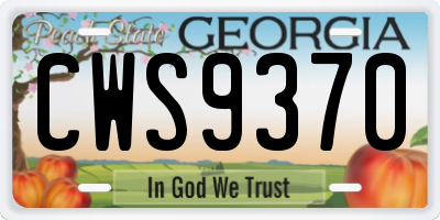 GA license plate CWS9370