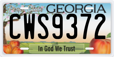 GA license plate CWS9372