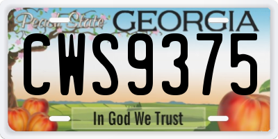 GA license plate CWS9375