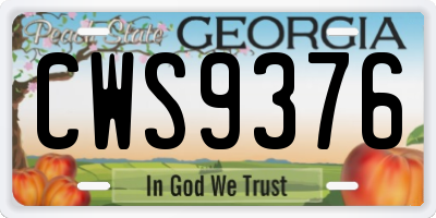 GA license plate CWS9376