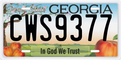 GA license plate CWS9377