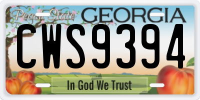 GA license plate CWS9394