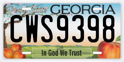 GA license plate CWS9398
