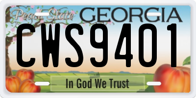 GA license plate CWS9401