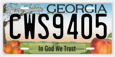 GA license plate CWS9405