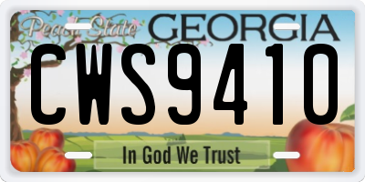 GA license plate CWS9410