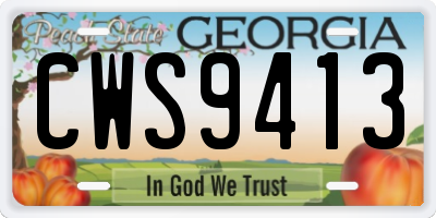 GA license plate CWS9413