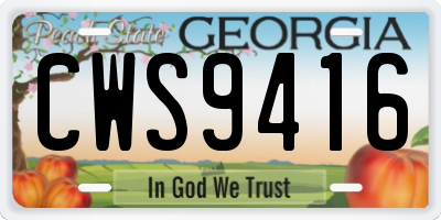 GA license plate CWS9416