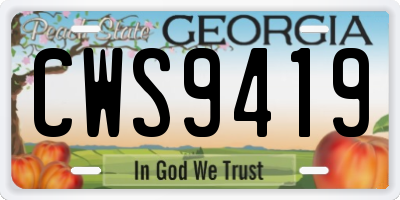 GA license plate CWS9419