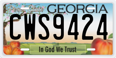 GA license plate CWS9424