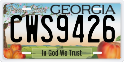 GA license plate CWS9426