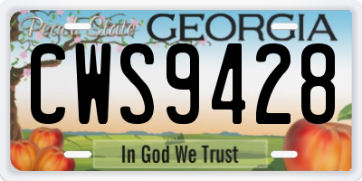 GA license plate CWS9428