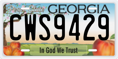 GA license plate CWS9429