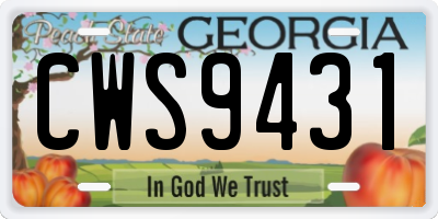 GA license plate CWS9431