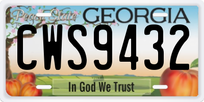 GA license plate CWS9432