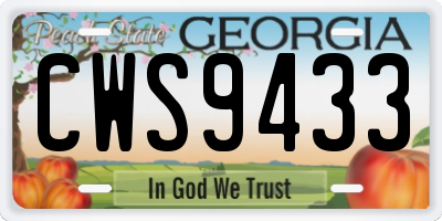 GA license plate CWS9433