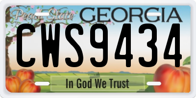 GA license plate CWS9434