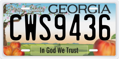 GA license plate CWS9436