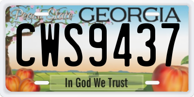 GA license plate CWS9437