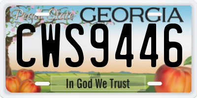 GA license plate CWS9446