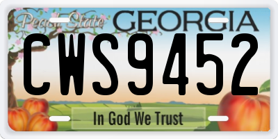 GA license plate CWS9452