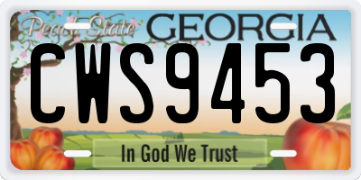 GA license plate CWS9453