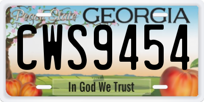 GA license plate CWS9454