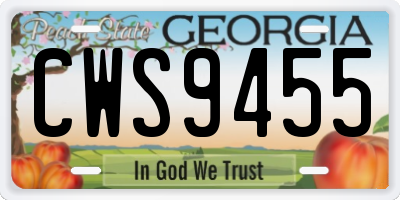 GA license plate CWS9455