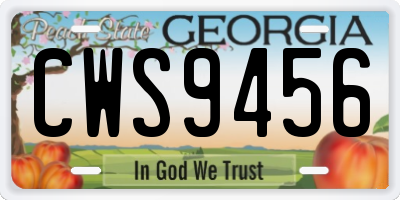 GA license plate CWS9456